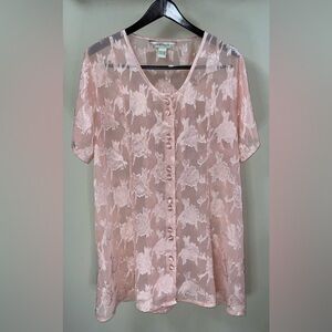 LANE BRYANT Intimates Sheer Peach Night Shirt Size 14/16